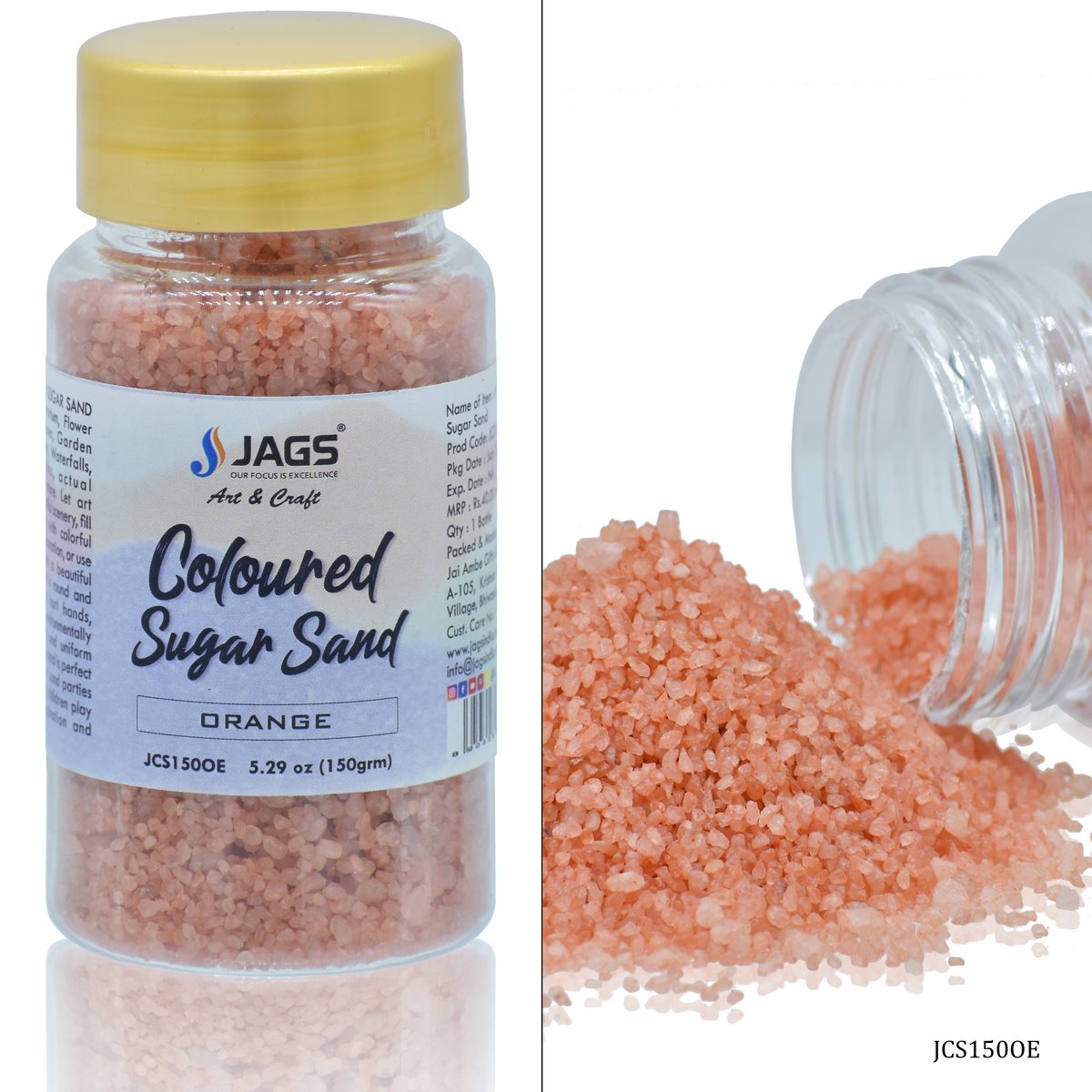 Gift To Love | Coloured Sugar Sand | Color : Orange | Pcs : 150 Gms | Code : JCS150OE