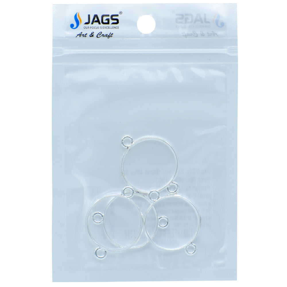 Gift To Love | Diy Bracelet Bezel Round | Color : Silver | Pcs : 4 Pc | Code : JDBS01