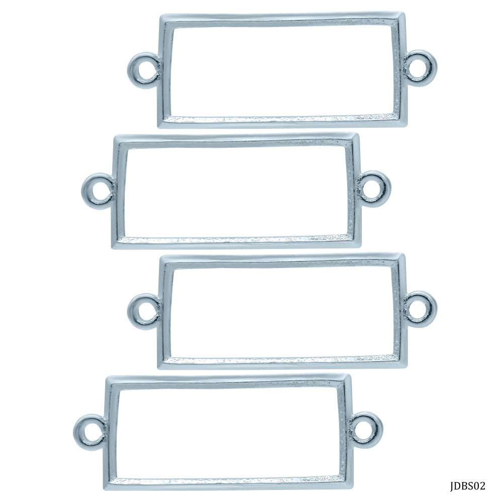 Gift To Love | Diy Bracelet Bezel Rectangle | Color : Silver | Pcs : 4 Pc | Code : JDBS02