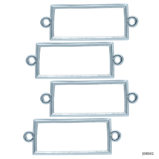 Gift To Love | Diy Bracelet Bezel Rectangle | Color : Silver | Pcs : 4 Pc | Code : JDBS02