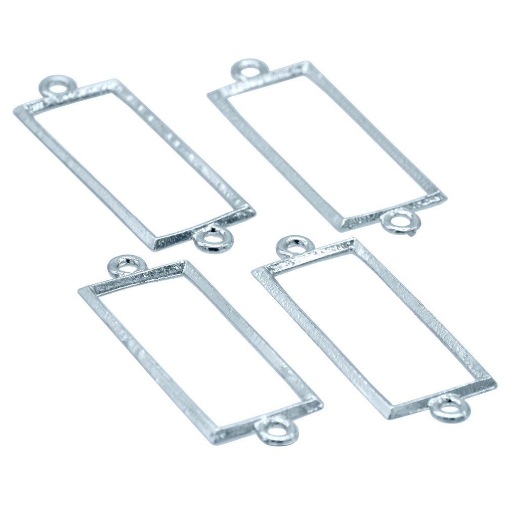 Gift To Love | Diy Bracelet Bezel Rectangle | Color : Silver | Pcs : 4 Pc | Code : JDBS02