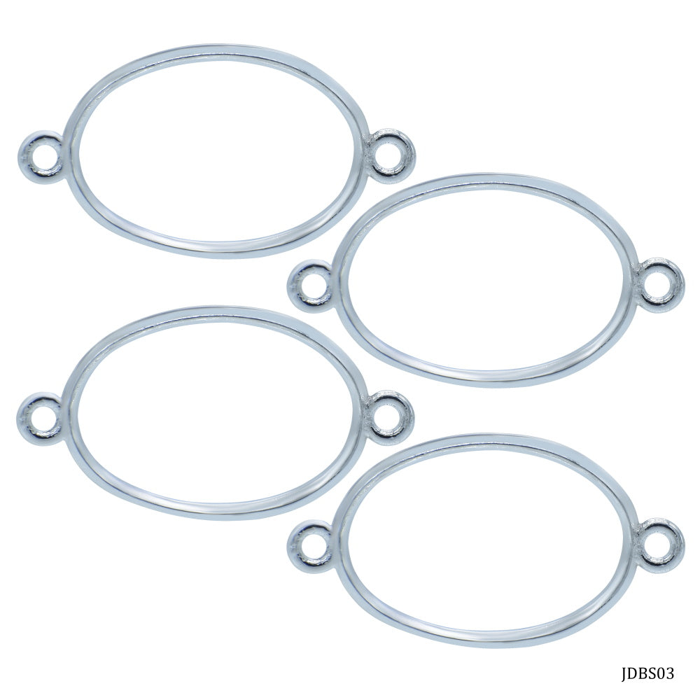 Gift To Love | Diy Bracelet Bezel Oval | Color : Silver | Pcs : 4 Pc | Code : JDBS03