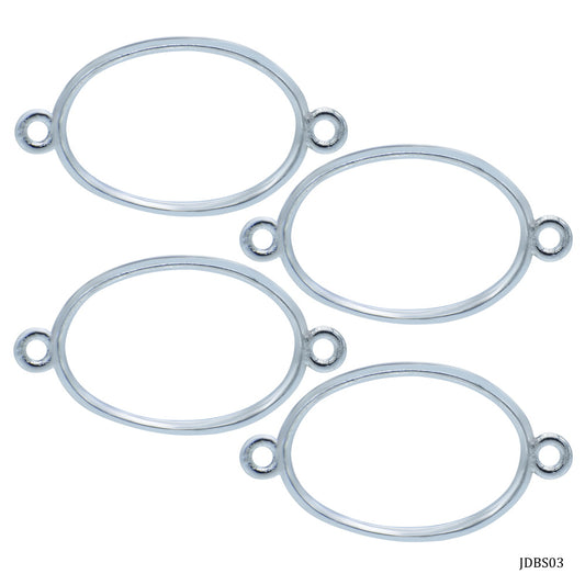Gift To Love | Diy Bracelet Bezel Oval | Color : Silver | Pcs : 4 Pc | Code : JDBS03