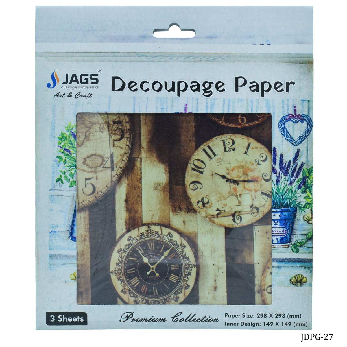Gift To Love | Decoupage Paper 3 Vintage Clock | Code : JDPG-27