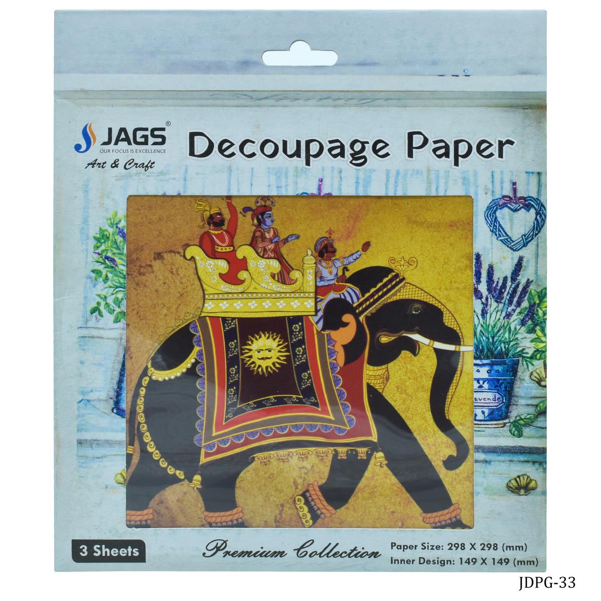 Gift To Love | Decoupage Paper Royal Elephant | Code : JDPG-33