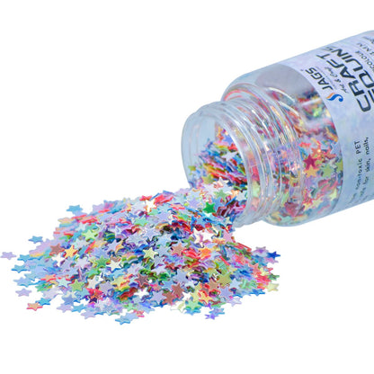 Gift To Love | Craft Sequins Star | Color : Multi Colour | Size : 4 Mm | Pcs : 20 Gms | Code : JDSM05