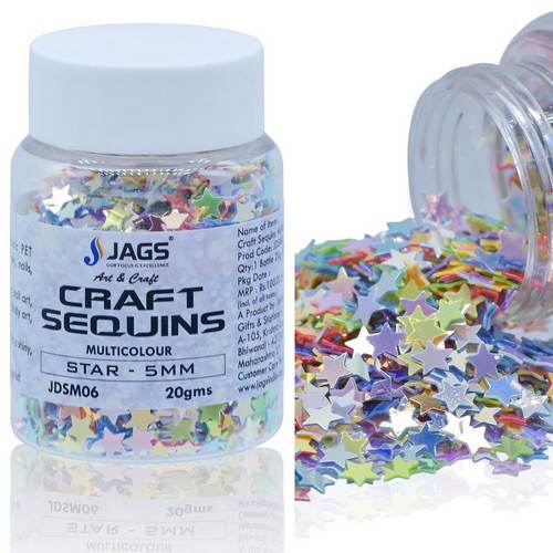 Gift To Love | Jags Craft Sequins Multi Colour 20GMS Star 5MM | Code : JDSM06