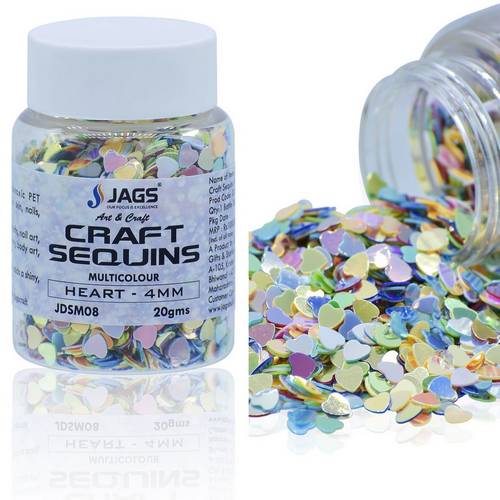 Gift To Love | Jags Craft Sequins Multi Colour 20GMS Heart 4MM | Code : JDSM08