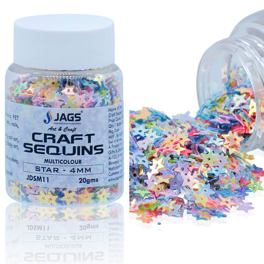 Gift To Love | Craft Sequins Star | Color : Multi Colour | Size : 4 Mm | Pcs : 20 Gms | Code : JDSM11