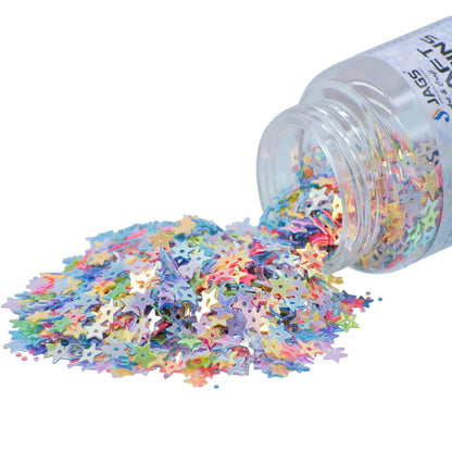 Gift To Love | Craft Sequins Star | Color : Multi Colour | Size : 4 Mm | Pcs : 20 Gms | Code : JDSM11