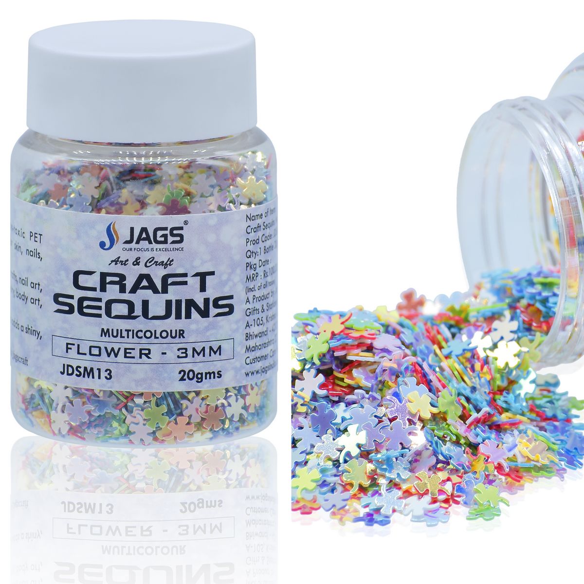 Gift To Love | Craft Sequins Flower | Color : Multi Colour | Size : 3 Mm | Pcs : 20 Gms | Code : JDSM13