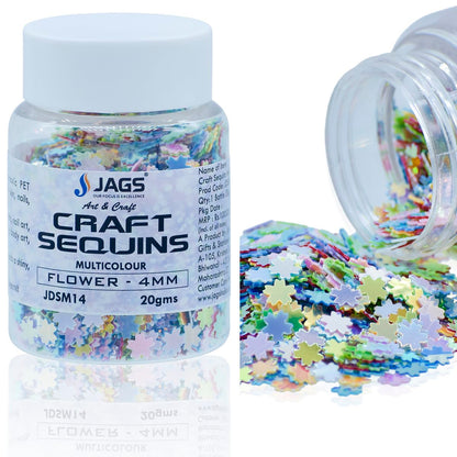 Gift To Love | Craft Sequins Flower | Color : Multi Colour | Size : 4 Mm | Pcs : 20 Gms | Code : JDSM14