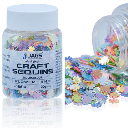 Gift To Love | Craft Sequins Flower | Color : Multi Colour | Size : 5 Mm | Pcs : 20 Gms | Code : JDSM15