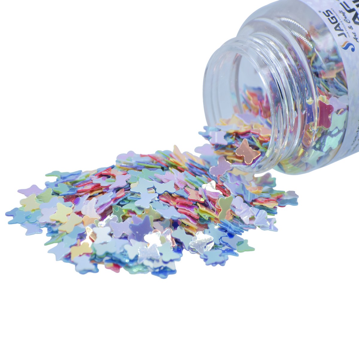 Gift To Love | Craft Sequins Butterfly | Color : Multi Colour | Size : 5 Mm | Pcs : 20 Gms | Code : JDSM18
