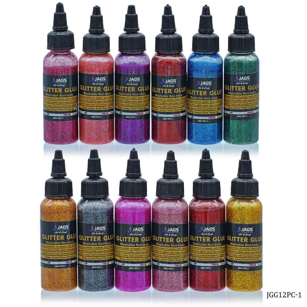 Gift To Love | Glitter Glue Art | Color : 12 Colour | Size : 50 Gms | Pcs : Set Of 12 | Code : JGG12PC-1