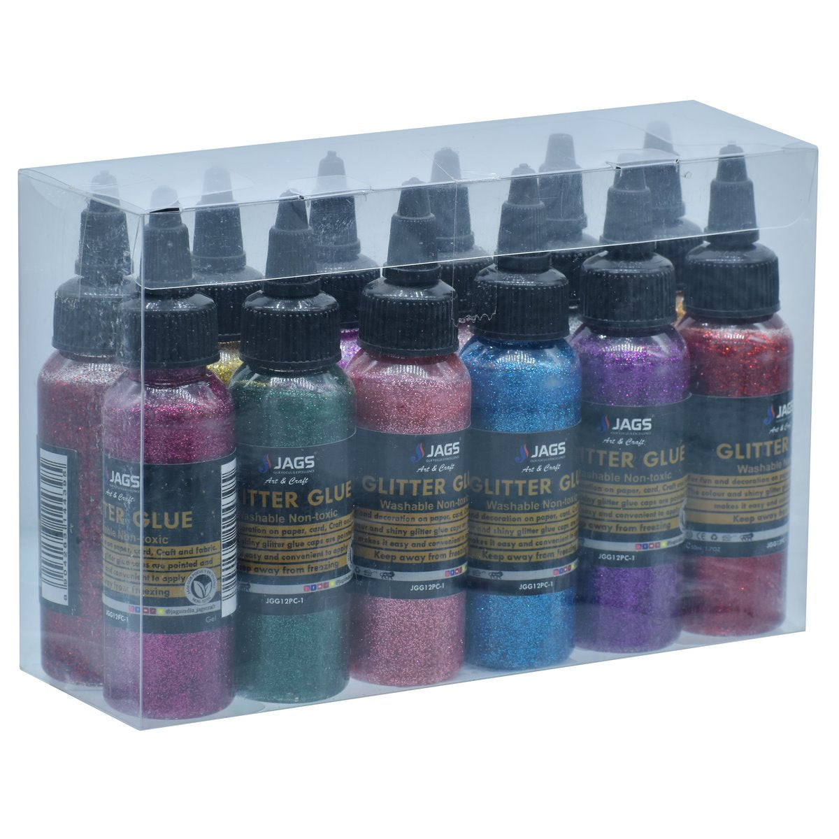 Gift To Love | Glitter Glue Art | Color : 12 Colour | Size : 50 Gms | Pcs : Set Of 12 | Code : JGG12PC-1