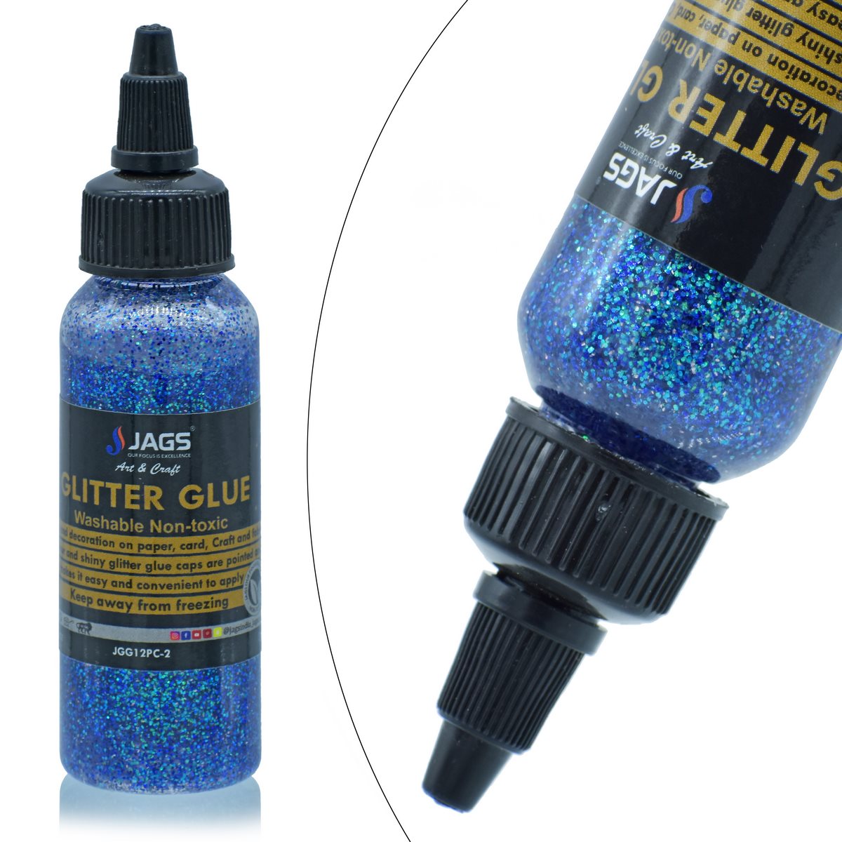 Gift To Love | Glitter Glue Art | Color : 12 Colour | Size : 50 Gms | Pcs : Set Of 12 | Code : JGG12PC-2