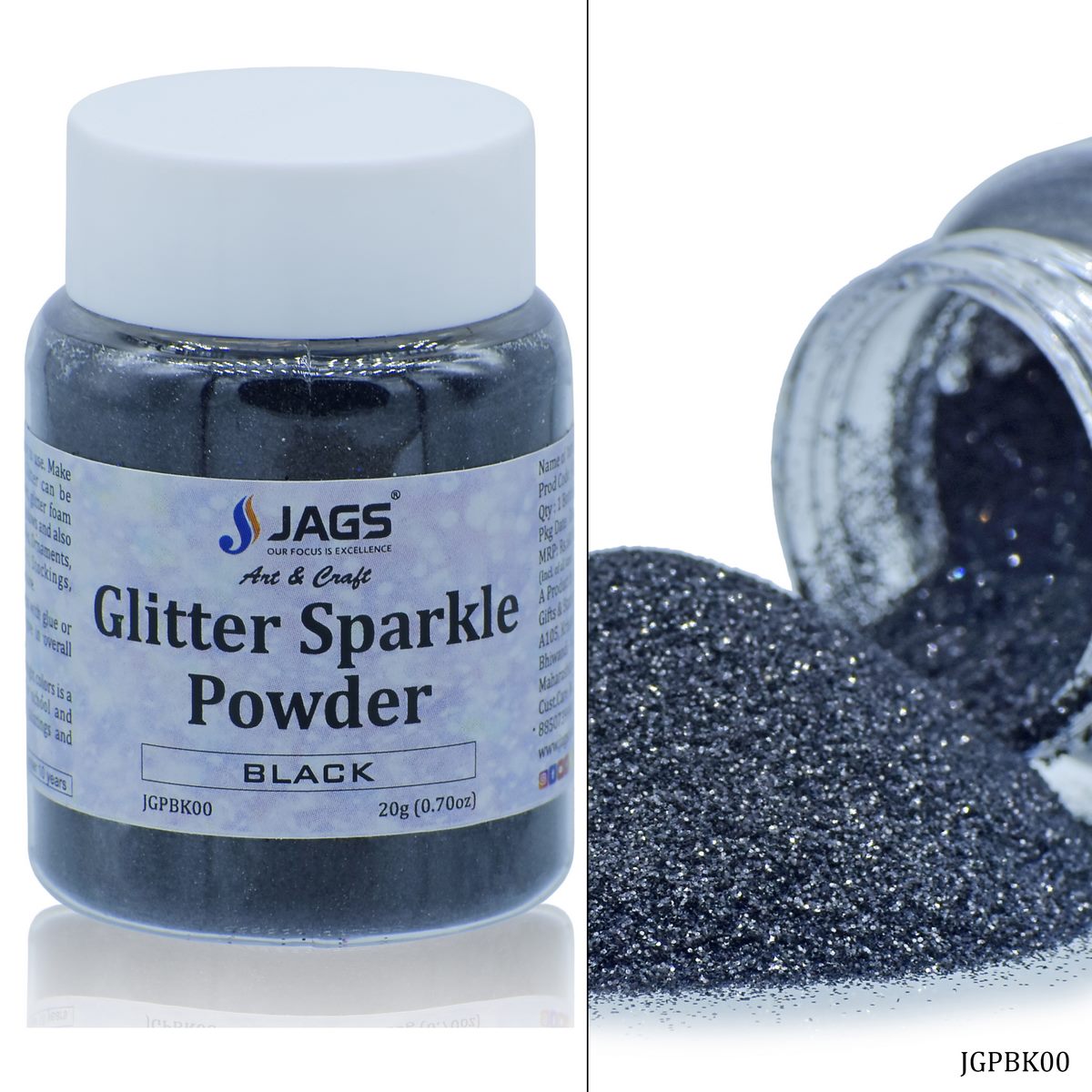 Glitter Sparkle Powder Black 20gm JGPBK00