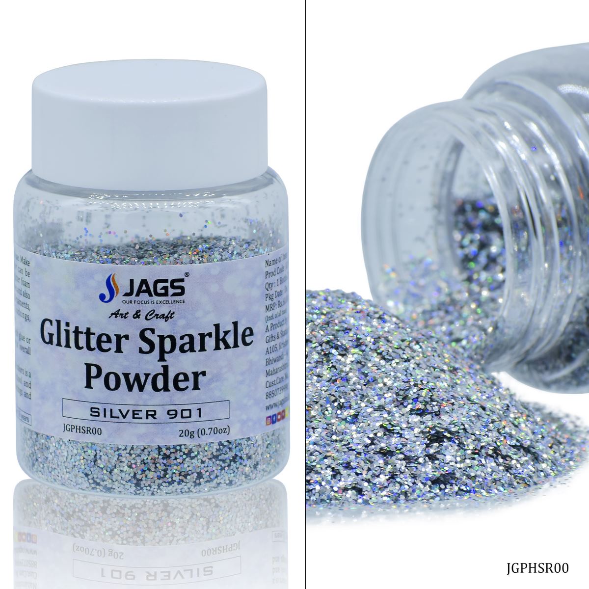Glitter Sparkle Powder Silver 901 20gm JGPHSR00
