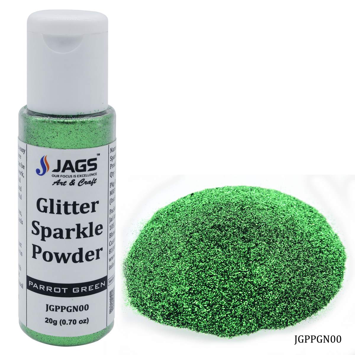 Gift To Love | Glitter Powder | Color : Parrot Green | Size : 20 Gm | Code : JGPPGN00