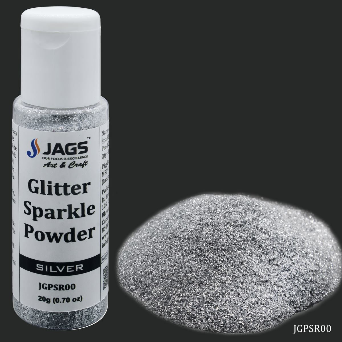 Gift To Love | Glitter Powder | Color : Silver | Size : 20 Gm | Code : JGPSR00