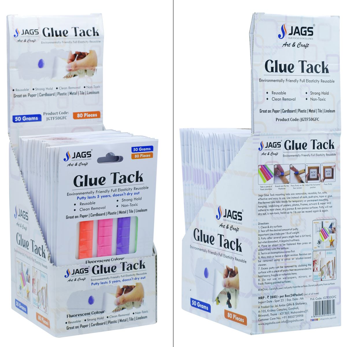 Gift To Love | Glue Tack | Color : Fluorescent | Size : 50 Gms | Code : JGTF50GFC