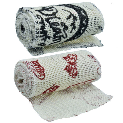 Gift To Love | Jute Roll Lace | Color : Off White Print | Size : 3 Inch | Code : JJR3-16