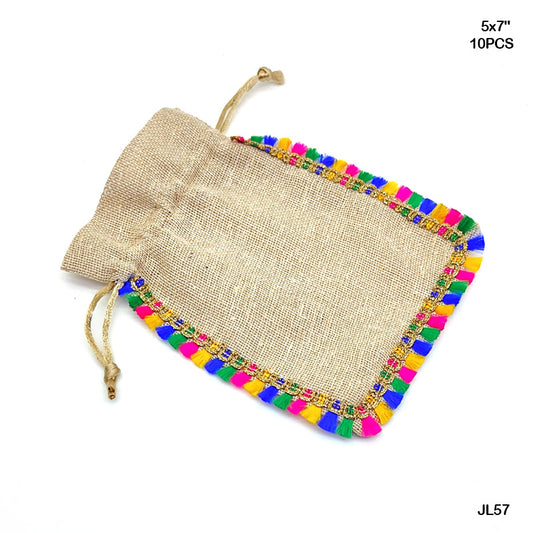 Gift To Love | Jute Bag With Lace | Size : 5 X 7 Inch | Pcs : 10 Pcs | Code : JL57