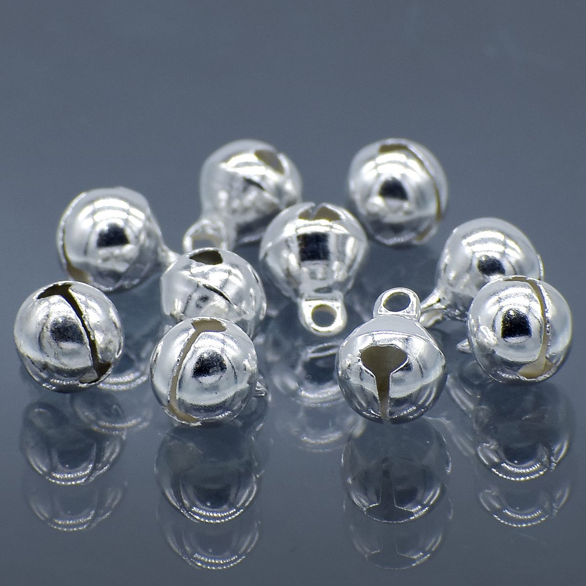 Gift To Love | Mini Metal Bells | Color : Silver | Size : 8 Mm | Pcs : 10 Pcs | Code : JMMB29
