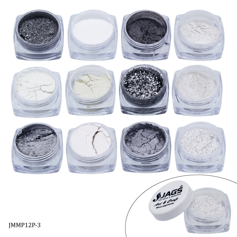 Gift To Love | Mica Powder Silver Shade | Pcs : 12 Pcs Set | Code : JMMP12P-3