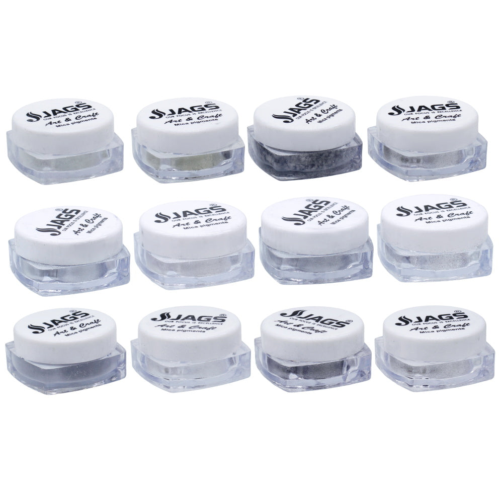 Gift To Love | Mica Powder Silver Shade | Pcs : 12 Pcs Set | Code : JMMP12P-3
