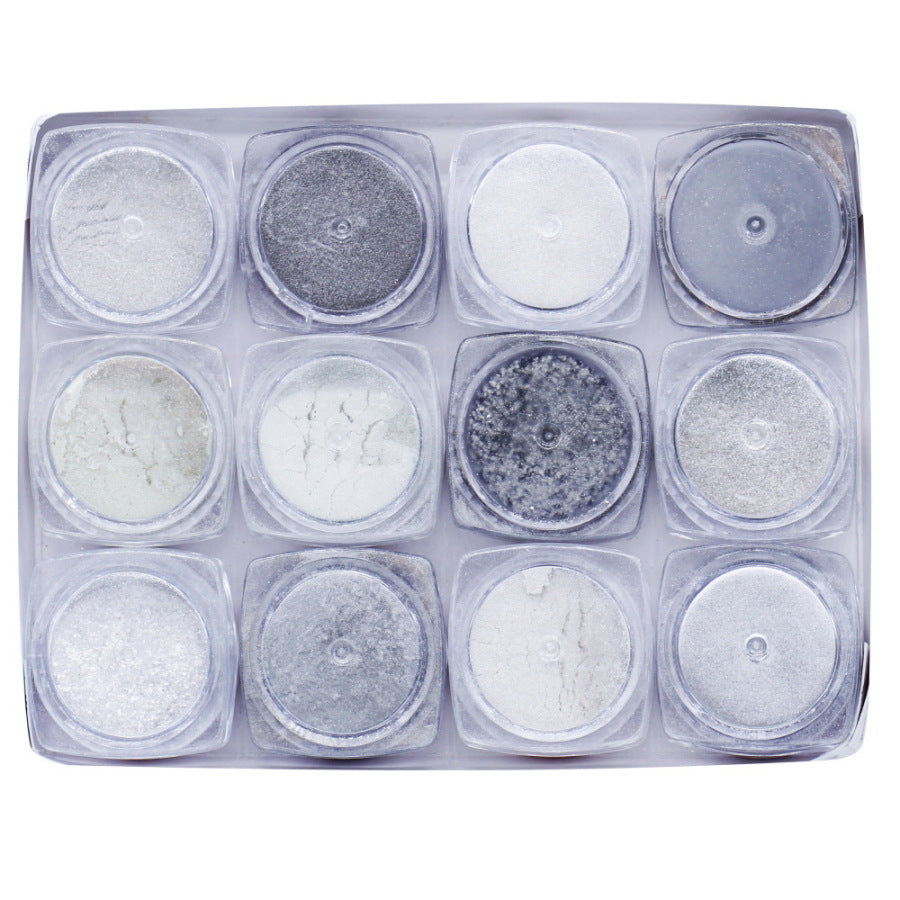 Gift To Love | Mica Powder Silver Shade | Pcs : 12 Pcs Set | Code : JMMP12P-3
