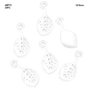 Gift To Love | Leaf Pendants | Color : Silver | Size : 16 Mm X 8 Mm | Pcs : 20 Pcs | Code : JMP73