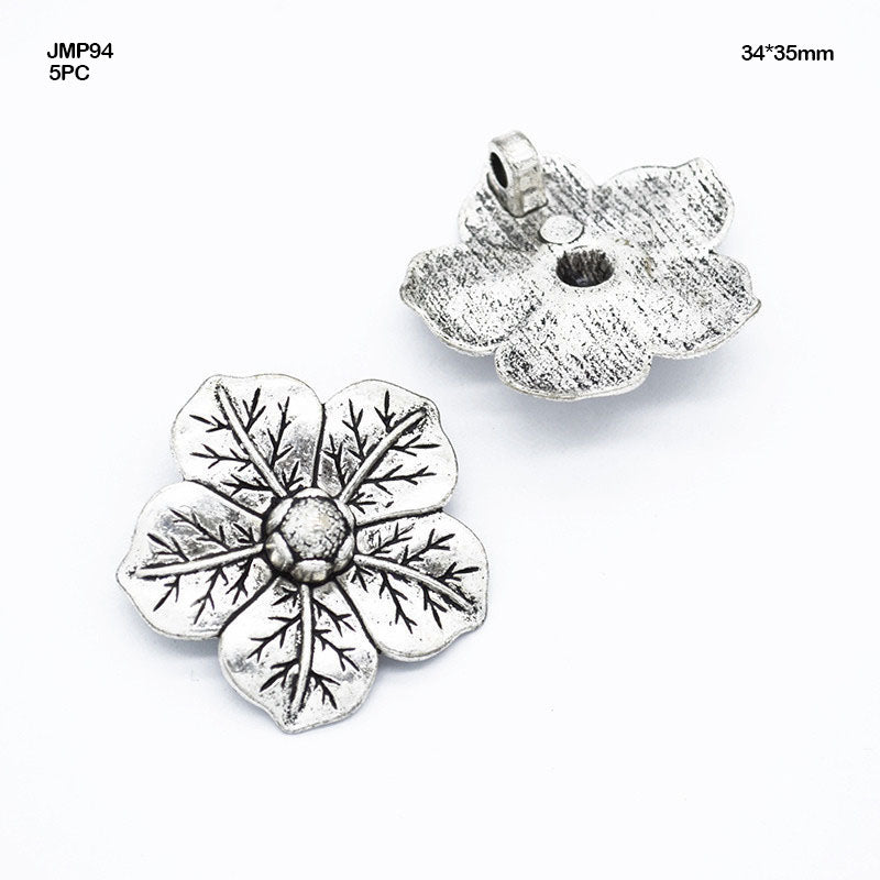 Gift To Love | Flower Pendants | Color : Silver | Size : 34 Mm X 35 Mm | Pcs : 5 Pcs | Code : JMP94