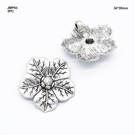 Gift To Love | Flower Pendants | Color : Silver | Size : 34 Mm X 35 Mm | Pcs : 5 Pcs | Code : JMP94