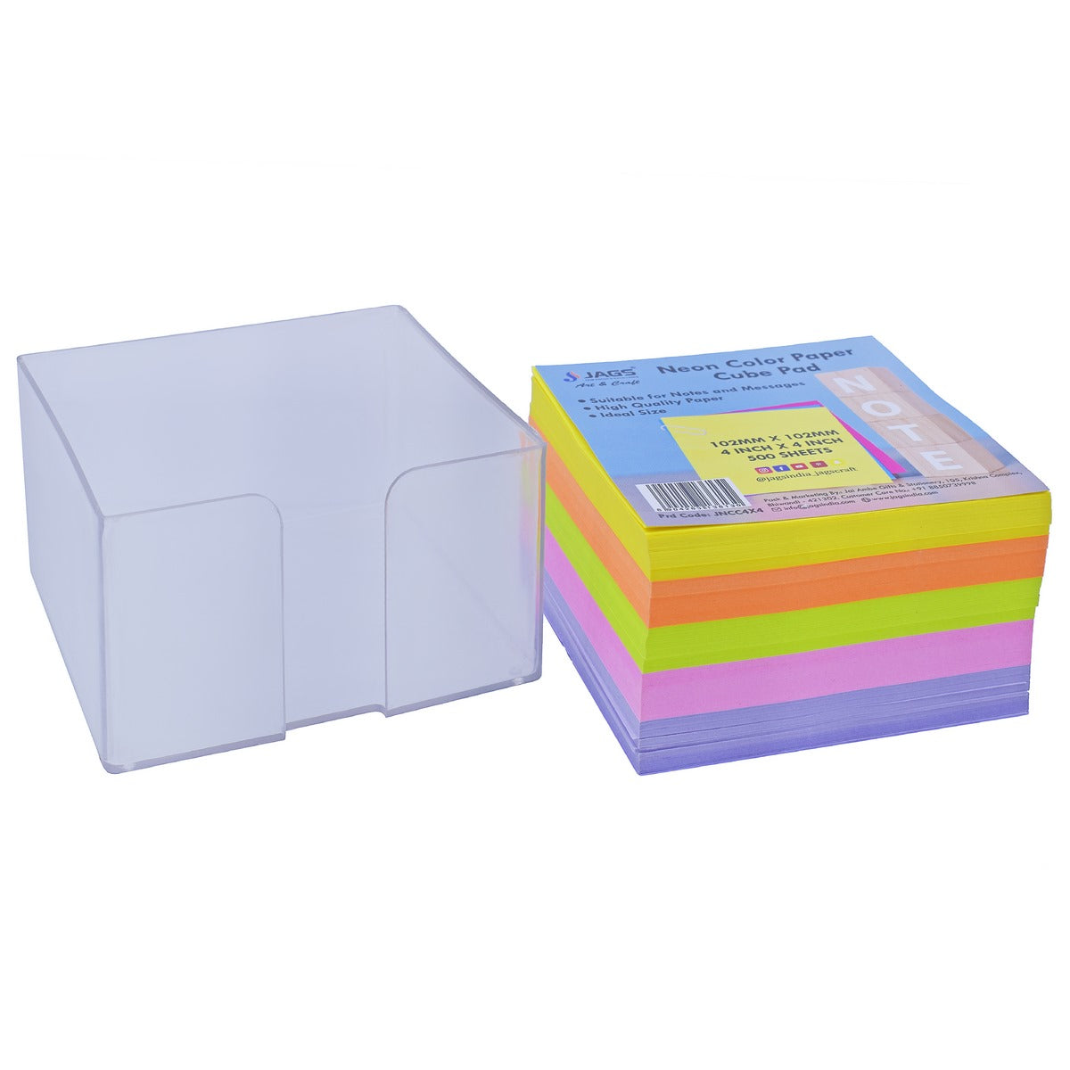 Gift To Love | Neon Color Cube Pad | Size : 4 X 4 Inch | Pcs : 500 Sheets | Code : JNCC4X4