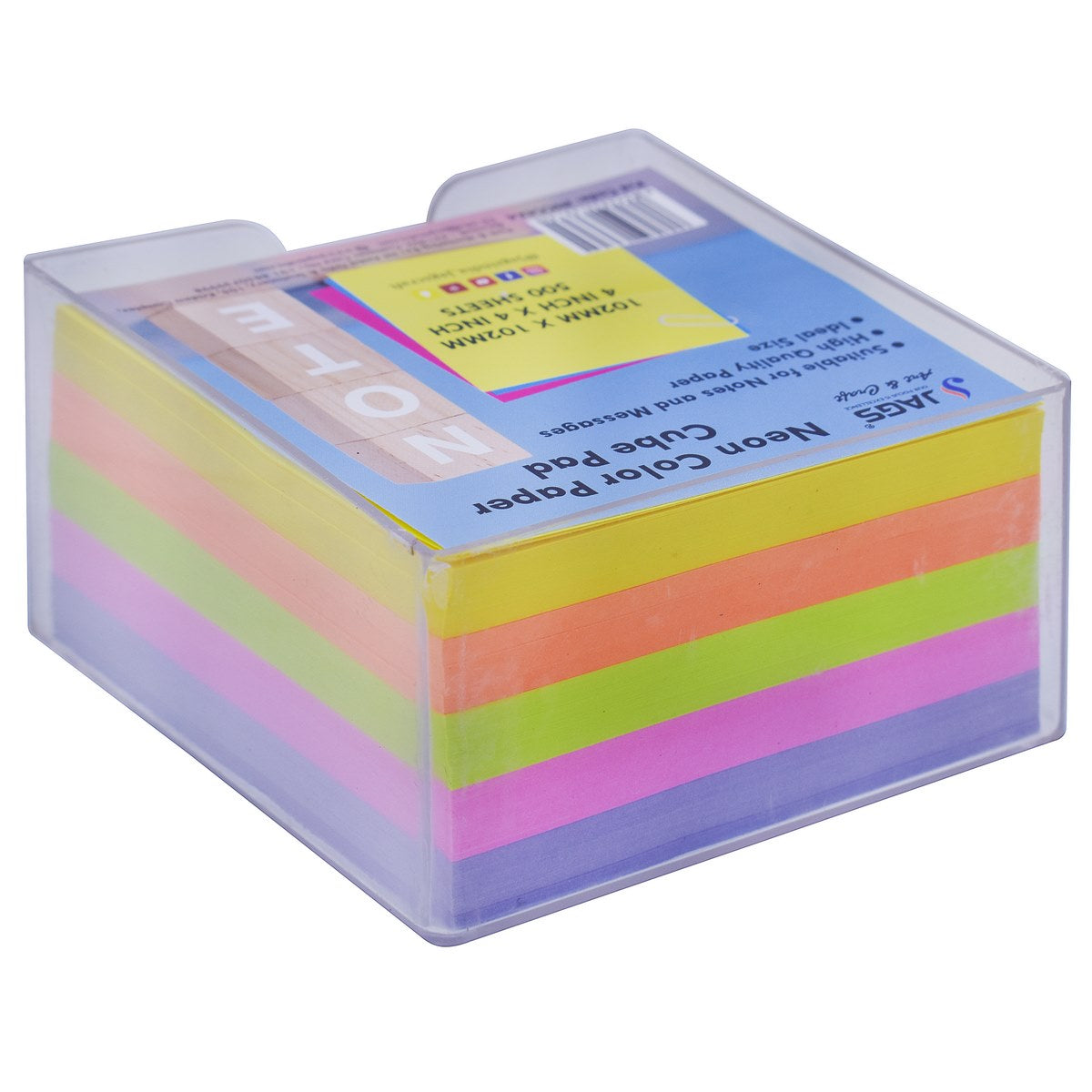 Gift To Love | Neon Color Cube Pad | Size : 4 X 4 Inch | Pcs : 500 Sheets | Code : JNCC4X4