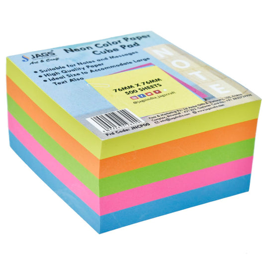 Gift To Love | Neon Color Paper Cube Pad | Size : 3 X 3 Inch | Pcs : 250 Sheets | Code : JNCP00