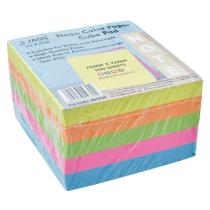 Gift To Love | Neon Color Paper Cube Pad | Size : 3 X 3 Inch | Pcs : 250 Sheets | Code : JNCP00