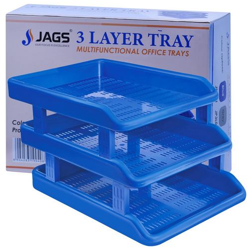 Gift To Love | Jags Plastic 3 Layer Tray Multifunctional Blue | Code : JP3L01
