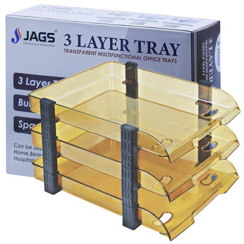 Gift To Love | Jags Plastic 3 Layer Tray Transparent Beige | Code : JP3L03