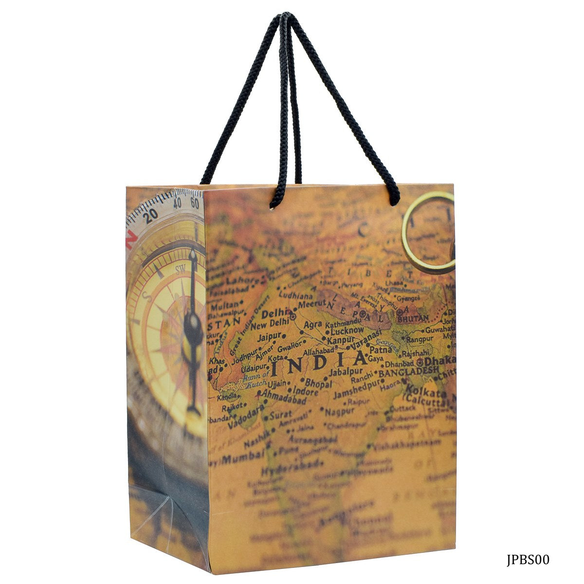 Gift To Love | Paper Bag Vintage Map India | Size : A5 | Code : JPBS00