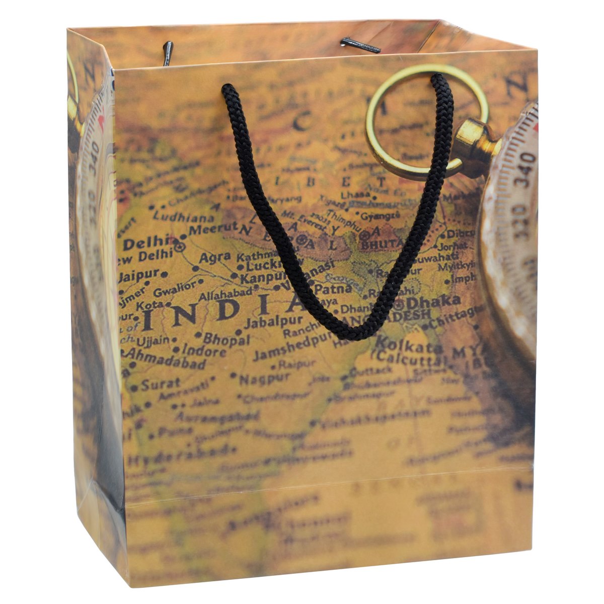 Gift To Love | Paper Bag Vintage Map India | Size : A5 | Code : JPBS00