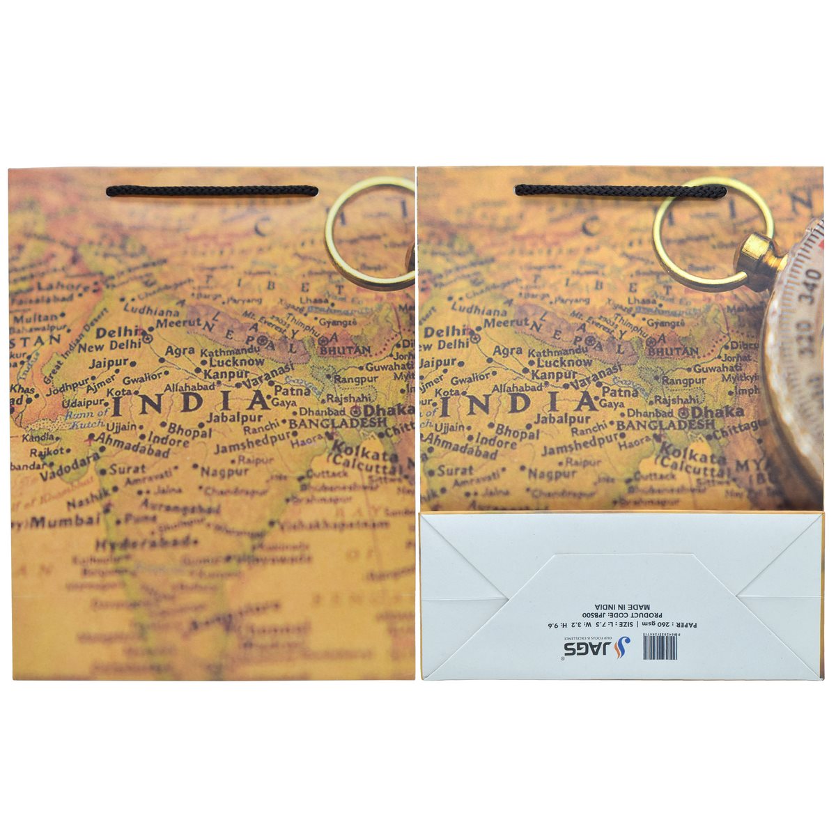 Gift To Love | Paper Bag Vintage Map India | Size : A5 | Code : JPBS00