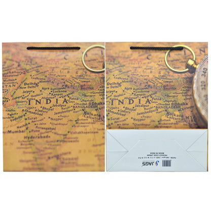 Gift To Love | Paper Bag Vintage Map India | Size : A5 | Code : JPBS00