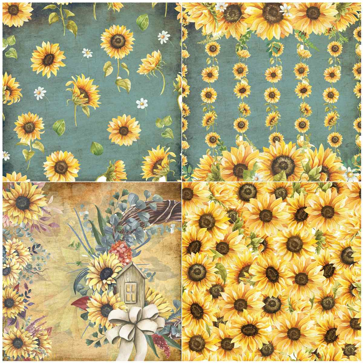 Gift To Love | Paper Helianthus | Size : 12X12 | Pcs : 24 Sheets | Code : JPH12X24