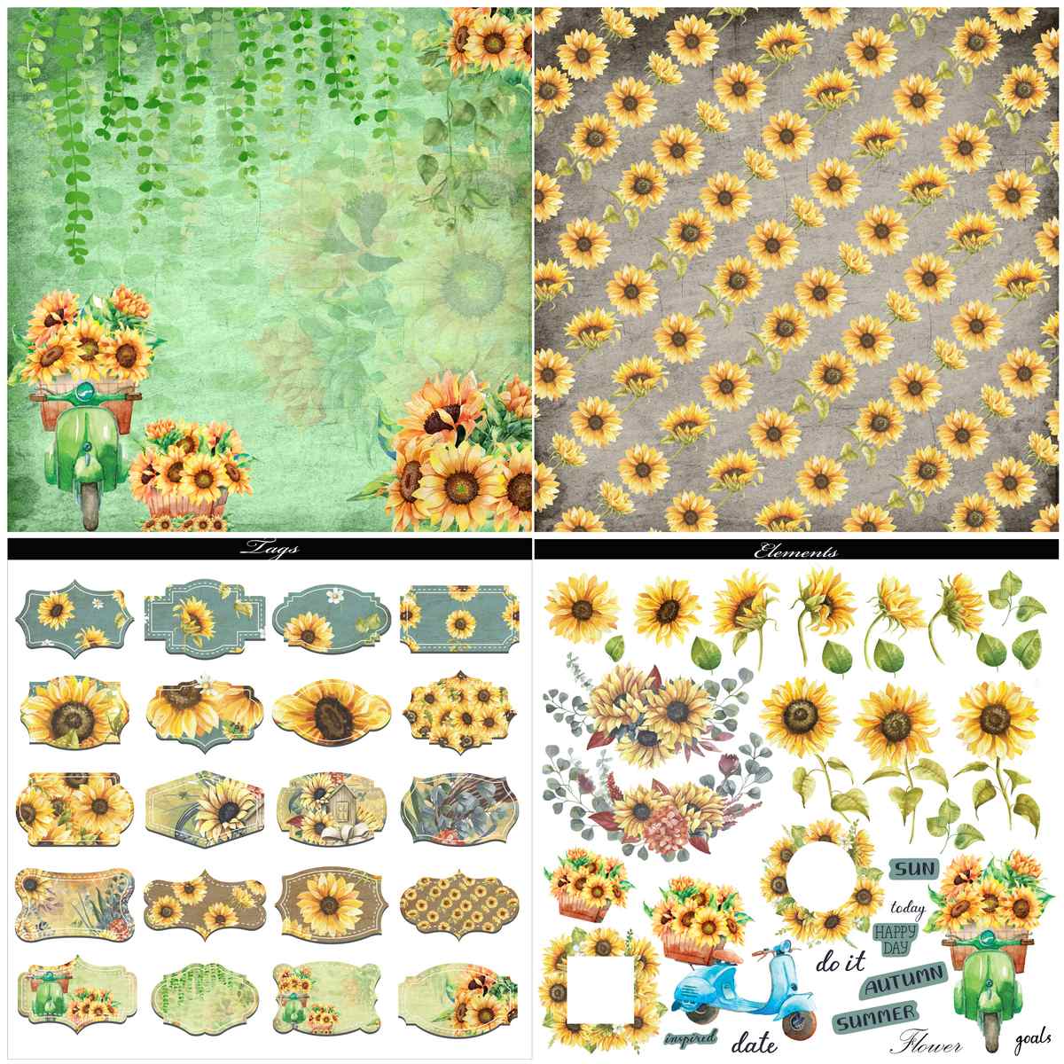 Gift To Love | Paper Helianthus | Size : 12X12 | Pcs : 24 Sheets | Code : JPH12X24