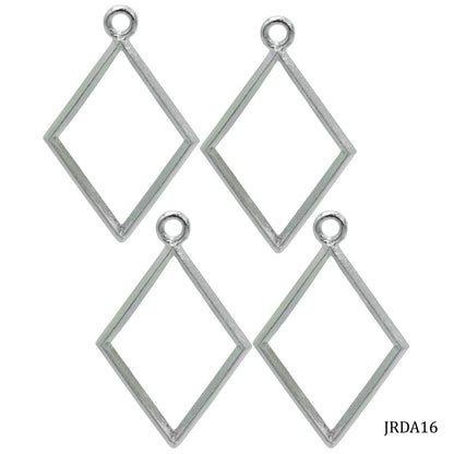 Gift To Love | Metal Imitation Rhombus | Color : Silver | Pcs : 4 Pcs | Code : JRDA16