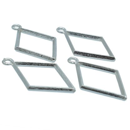 Gift To Love | Metal Imitation Rhombus | Color : Silver | Pcs : 4 Pcs | Code : JRDA16