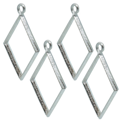Gift To Love | Metal Imitation Rhombus | Color : Silver | Pcs : 4 Pcs | Code : JRDA16